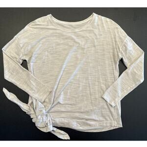 Lululemon Side-Tie Long Sleeve Top Light Heather Gray, Women's Size 10-12 (Est.)
